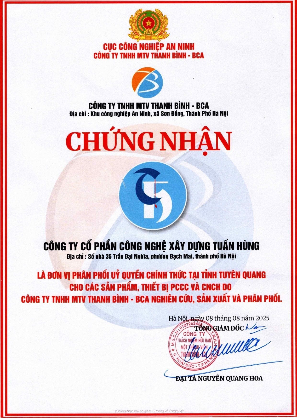 Trao chứng nhận phân phối độc quyền khu vực cho các đối tác mới — Tuấn Hùng Group
